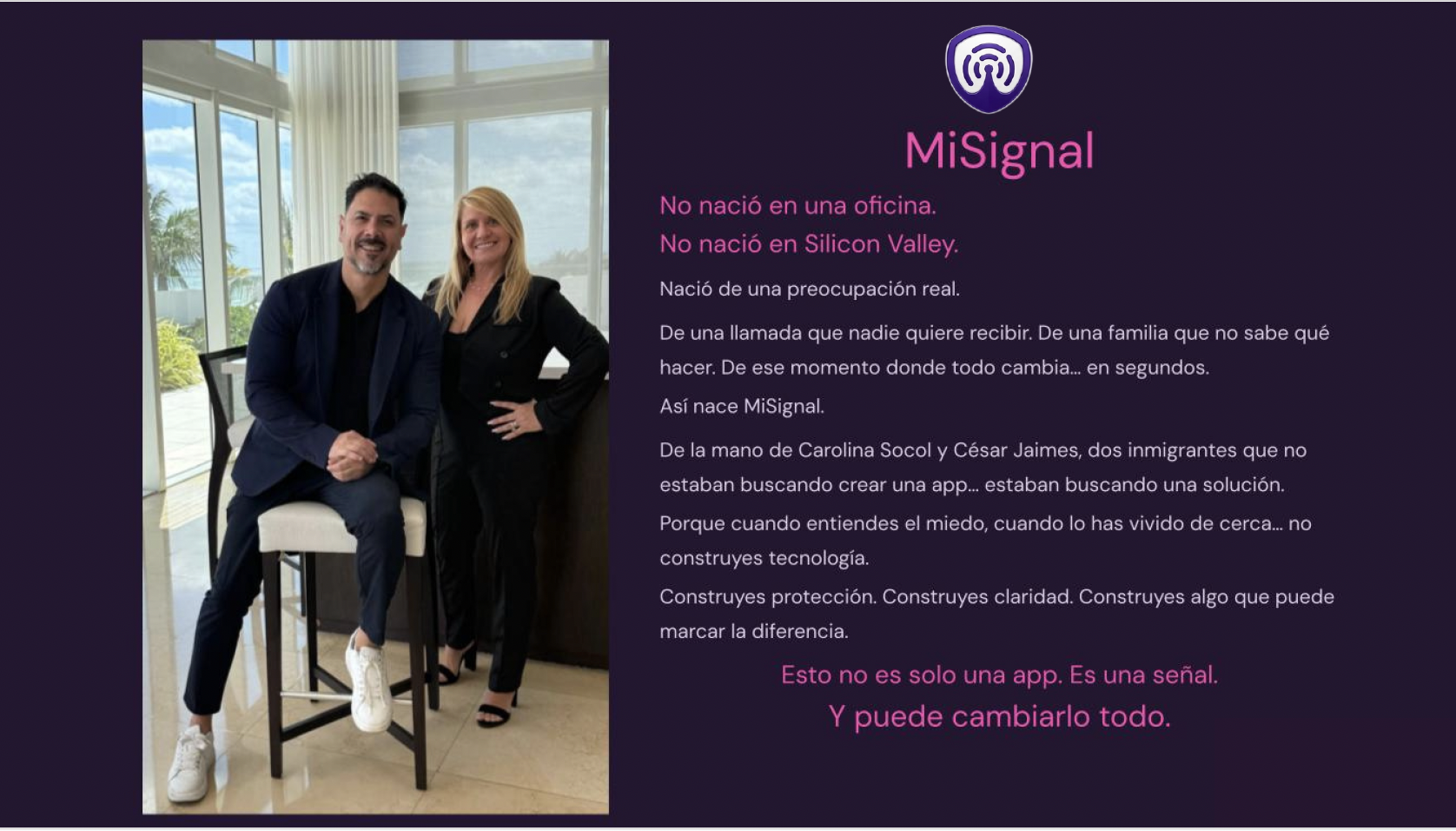 Carolina Socol y César Jaimes, fundadores de MiSignal